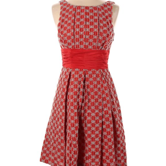 Anthropologie Frock! by Tracy Reese "Ablaze" Red Fit & Flare Dress - Picture 2 of 3